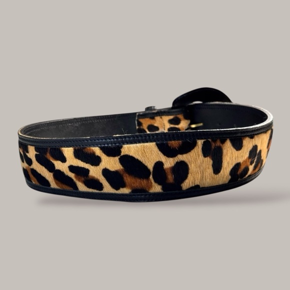 Vintage Avignon Leopard Hair-On Leather Belt Wide Statement Belt Sz Small - Picture 4 of 12